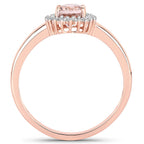 0.81 Carat Genuine Morganite and White Diamond 14K Rose Gold Ring