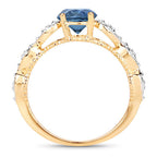 1.27 Carat Genuine Blue Sapphire and White Diamond 14K Yellow Gold Ring