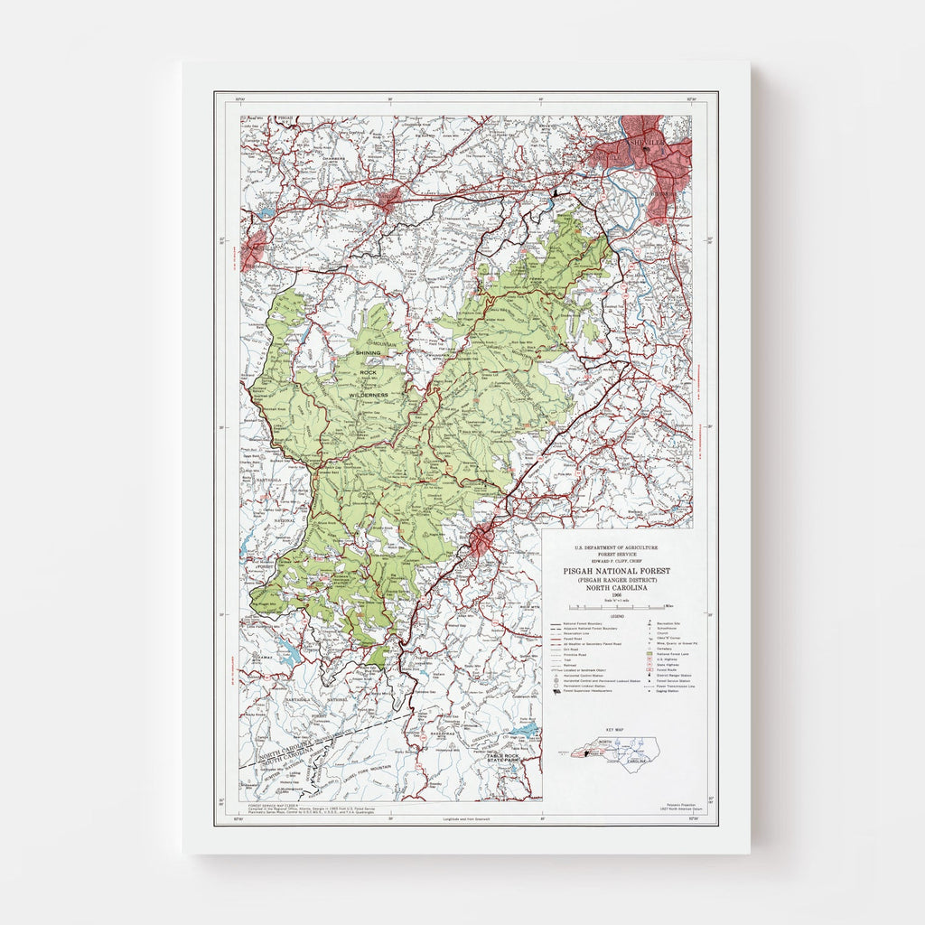 Vintage Pisgah National Forest Map 1966