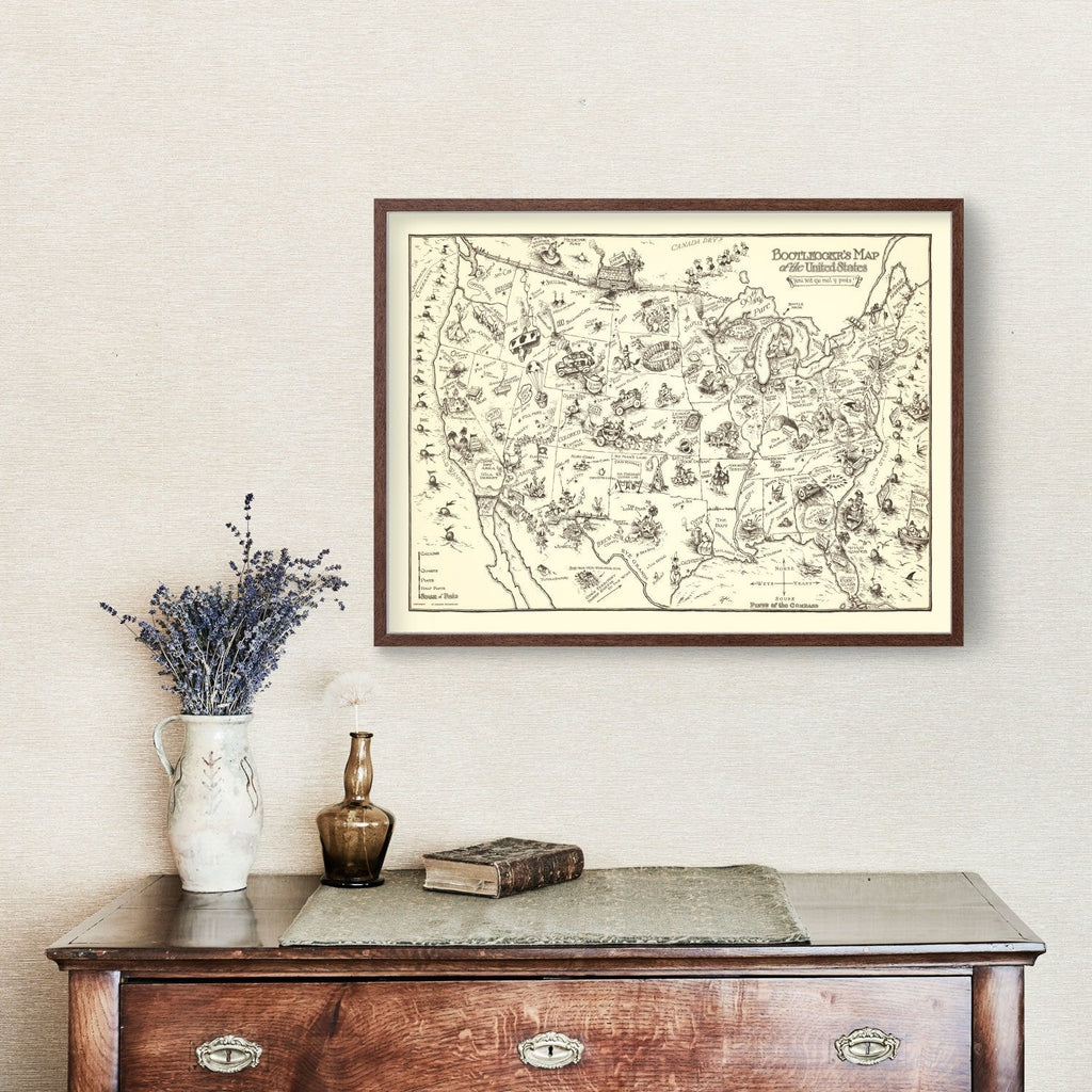 Vintage Bootlegger's Map of the United States 1926