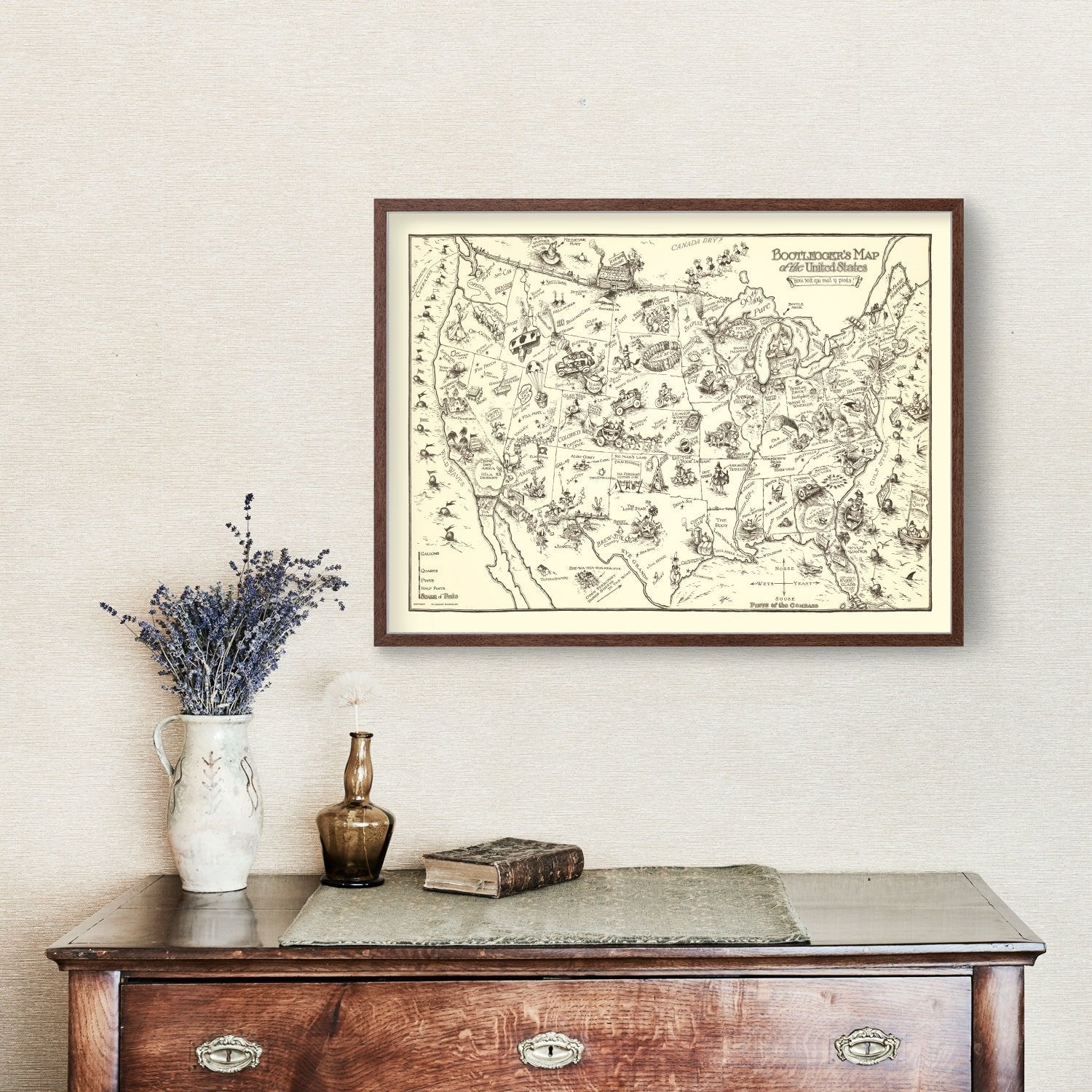 Vintage Bootlegger's Map of the United States 1926