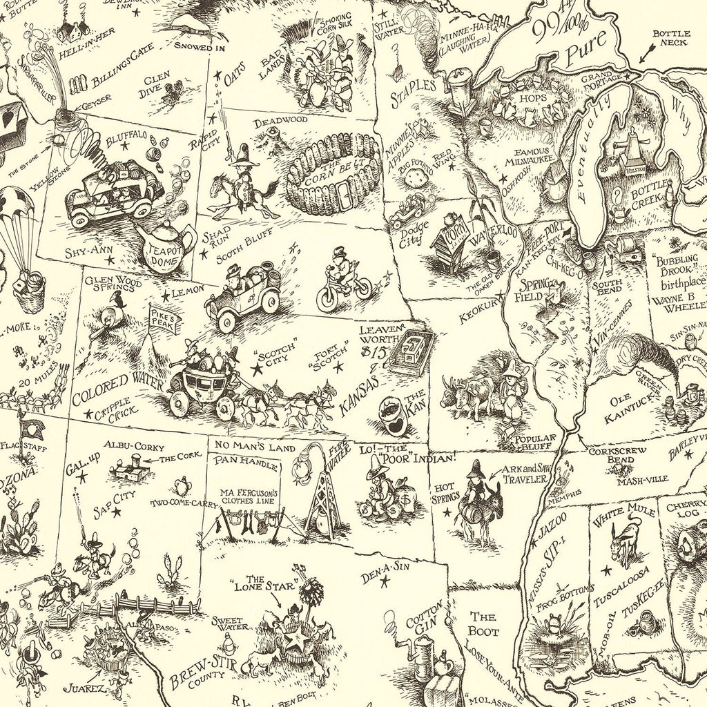 Vintage Bootlegger's Map of the United States 1926