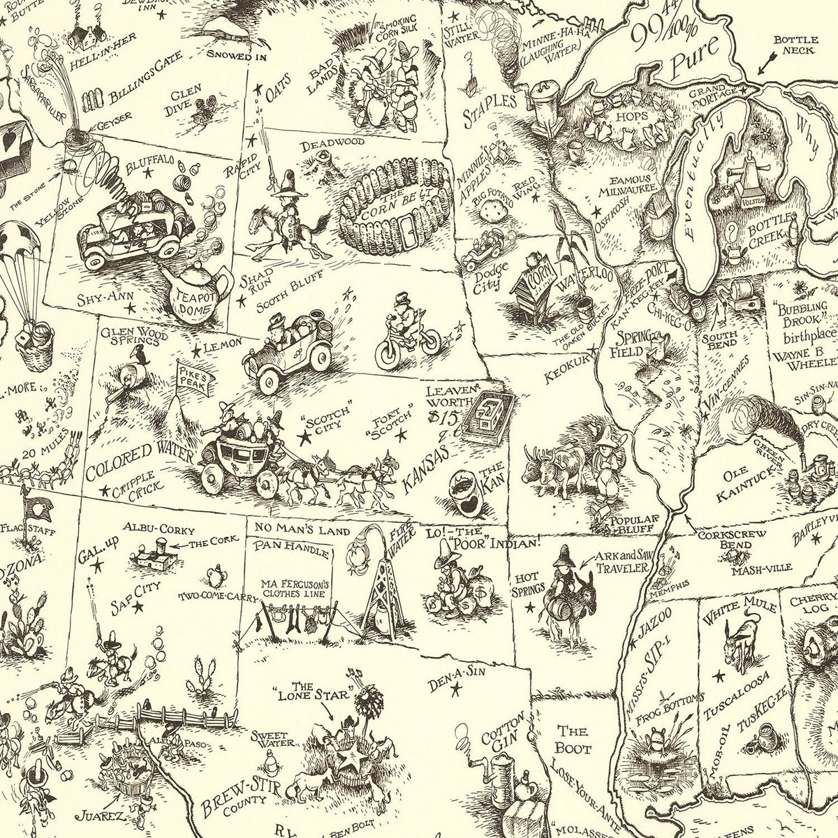 Vintage Bootlegger's Map of the United States 1926