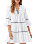 Tommy Bahama Embroidered Cotton Tier Cover-Up Dress in White, Size X-Small