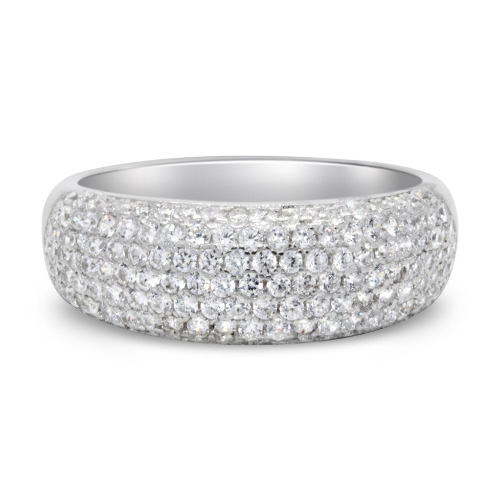 CZ 5mm Sterling Silver Plated Diamond Stimulant Band Engagement Ring