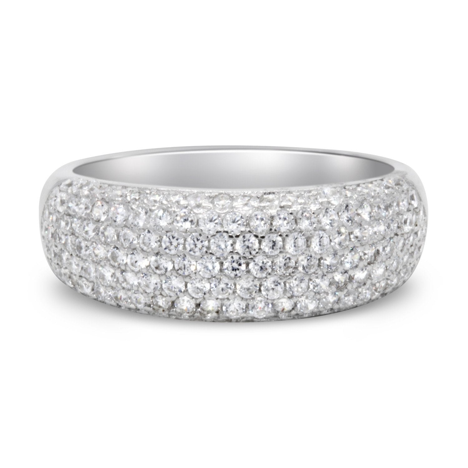 CZ 5mm Sterling Silver Plated Diamond Stimulant Band Engagement Ring
