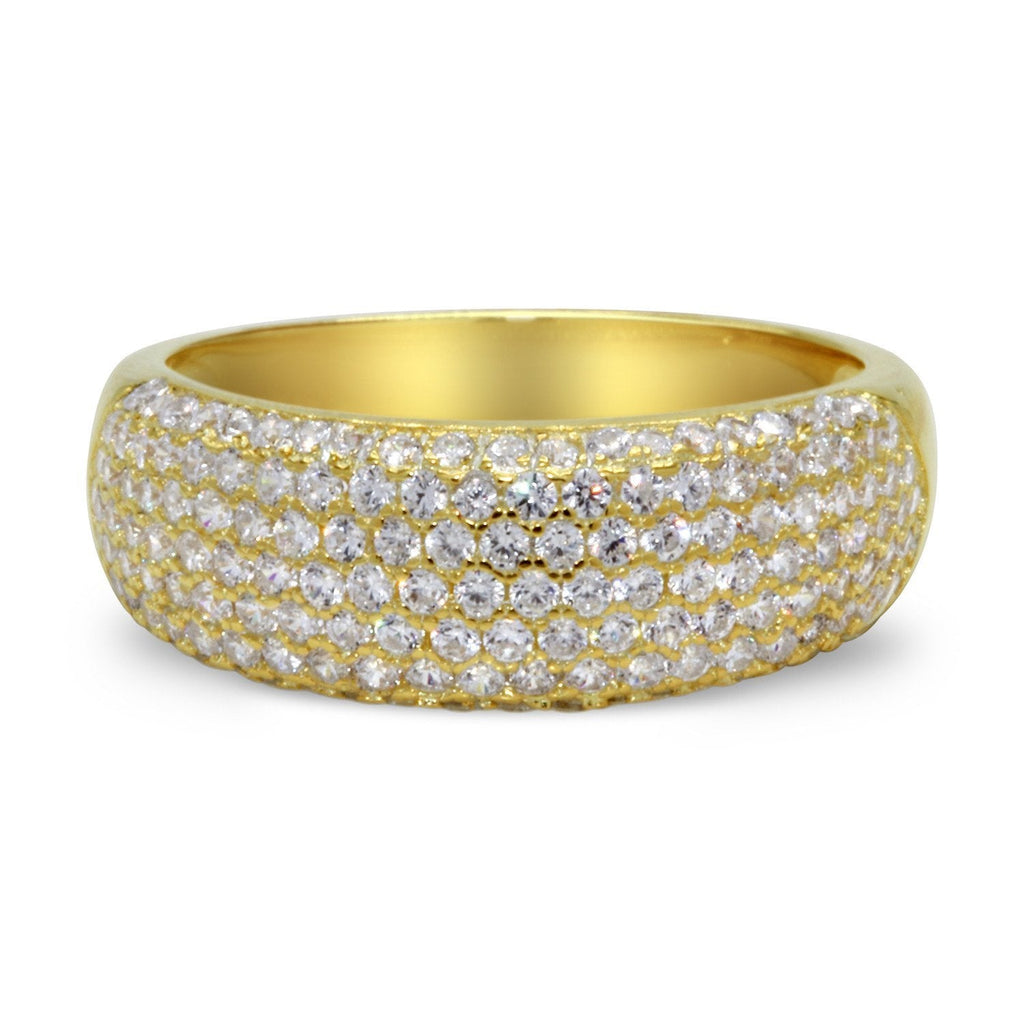 CZ 7mm Sterling Silver Gold Plated Diamond Stimulant Band Engagement Ring