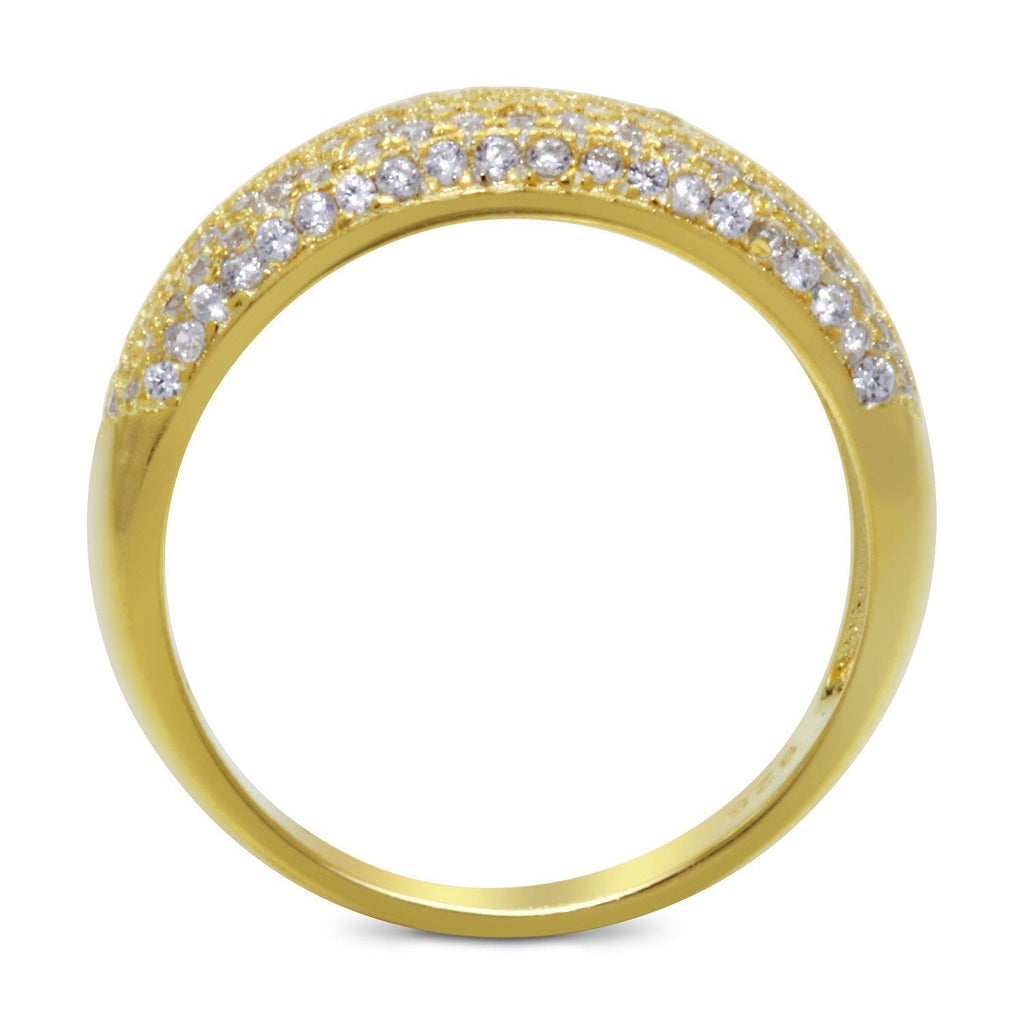 CZ 7mm Sterling Silver Gold Plated Diamond Stimulant Band Engagement Ring