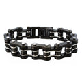 SK1125G Gunmetal Double Link Bike Chain Bracelet - 3/4" Wide