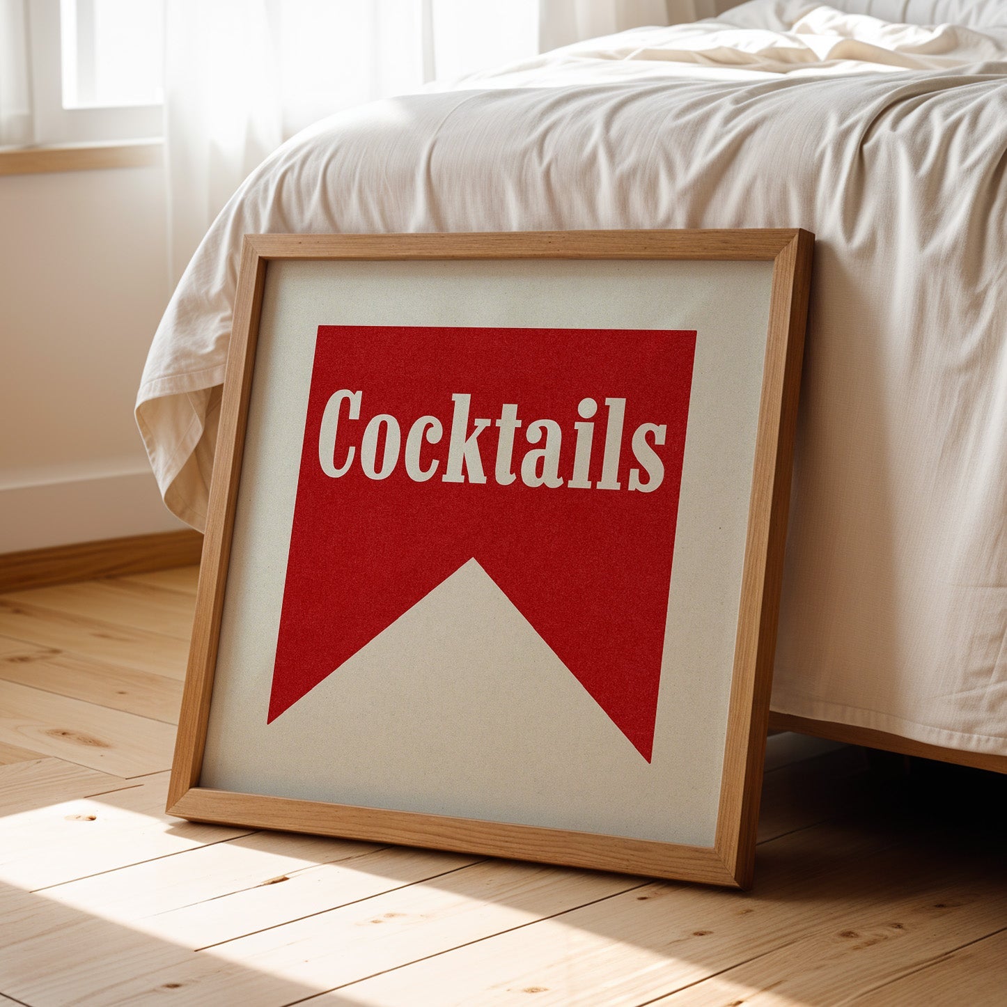 Cocktails Banner Tab Typography Square Bar Art Print