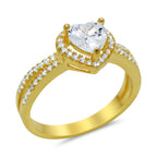 Heart Shaped Cubic Zirconia Ring in Gold Plated Sterling Silver