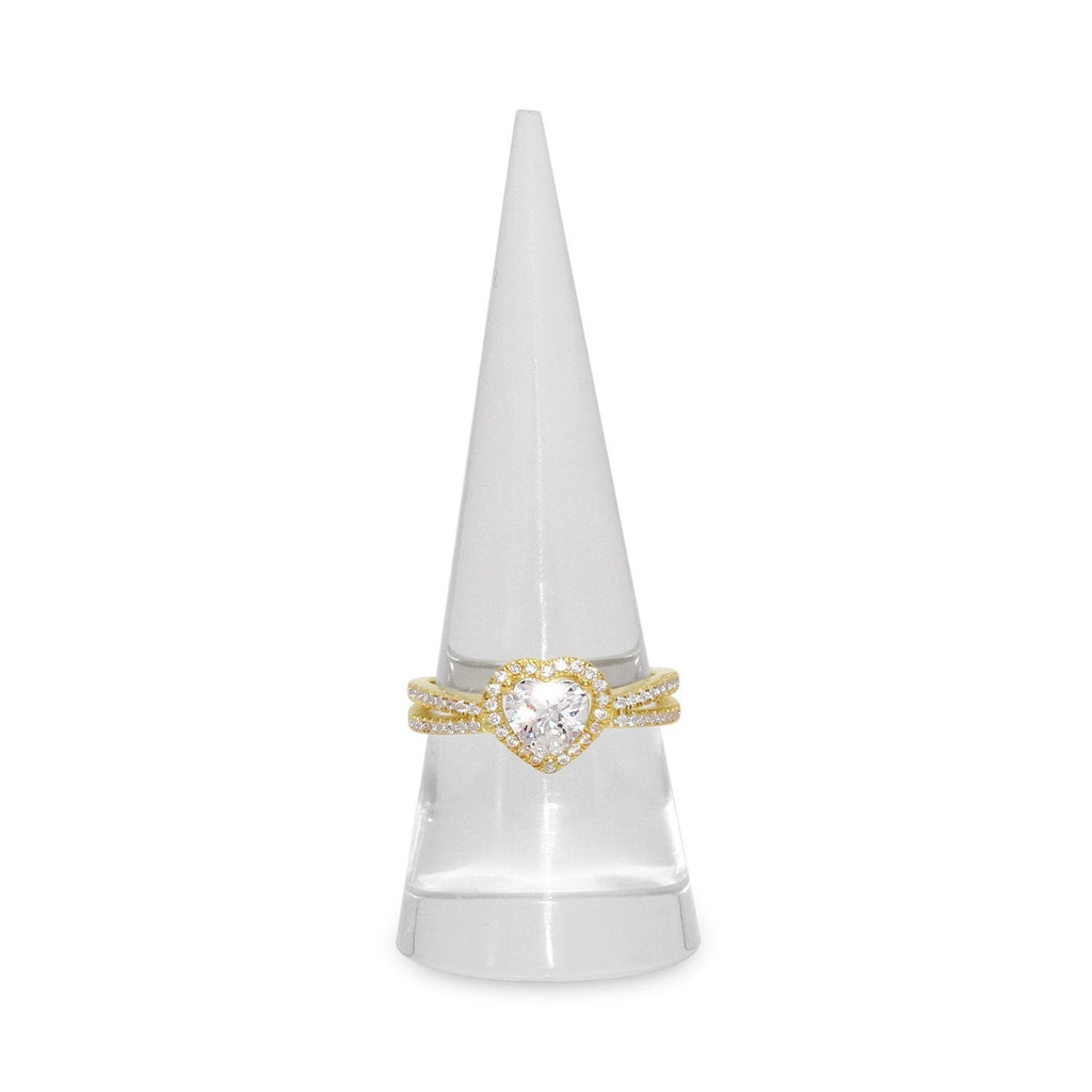 Heart Shaped Cubic Zirconia Ring in Gold Plated Sterling Silver