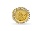 Diamond Fancy Ladies Solid White/Yellow/Rose Gold Handmade Coin Ring , Chinese Panda Bear Coin ,