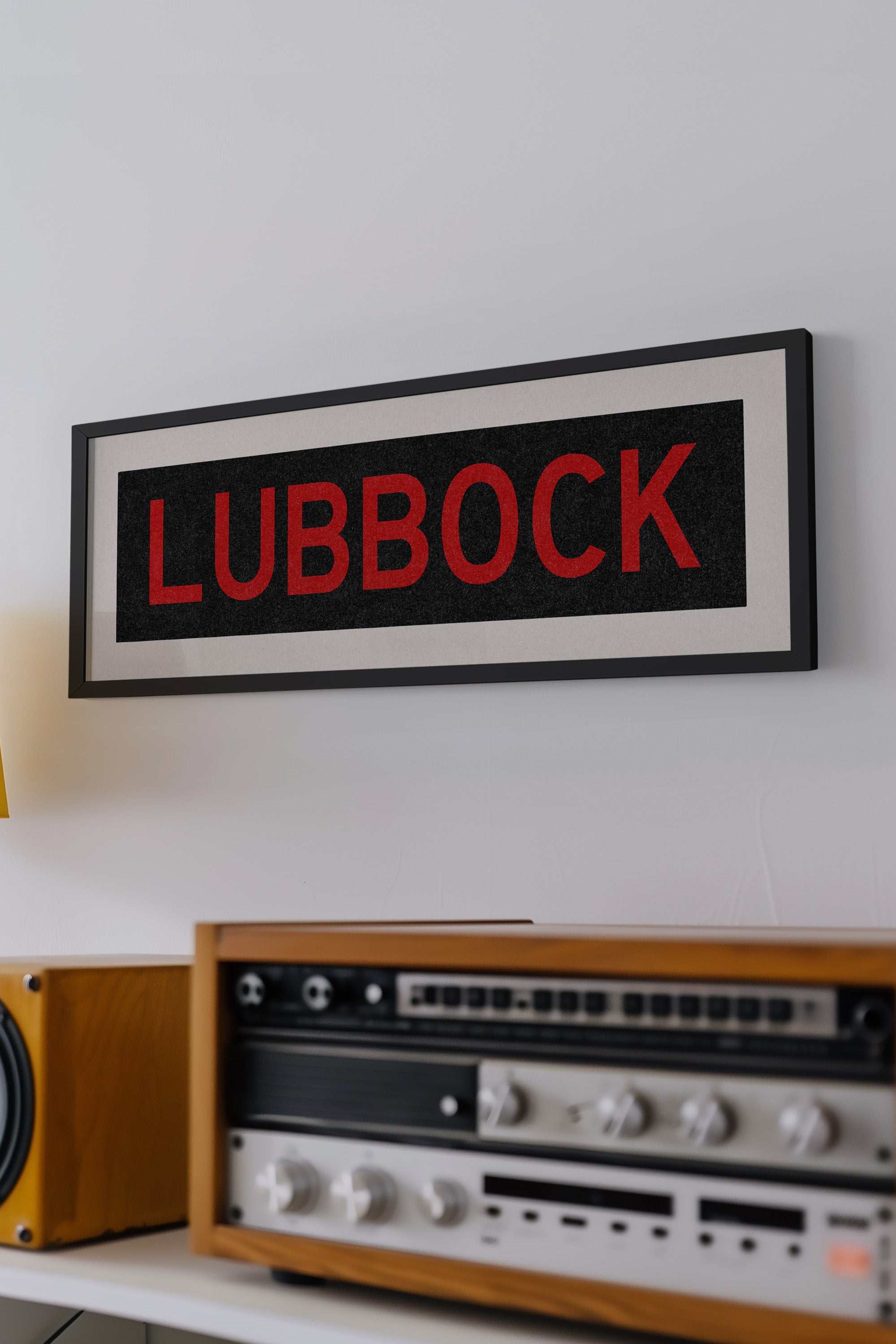 Framed Lubbock Red and Black Bus Scroll