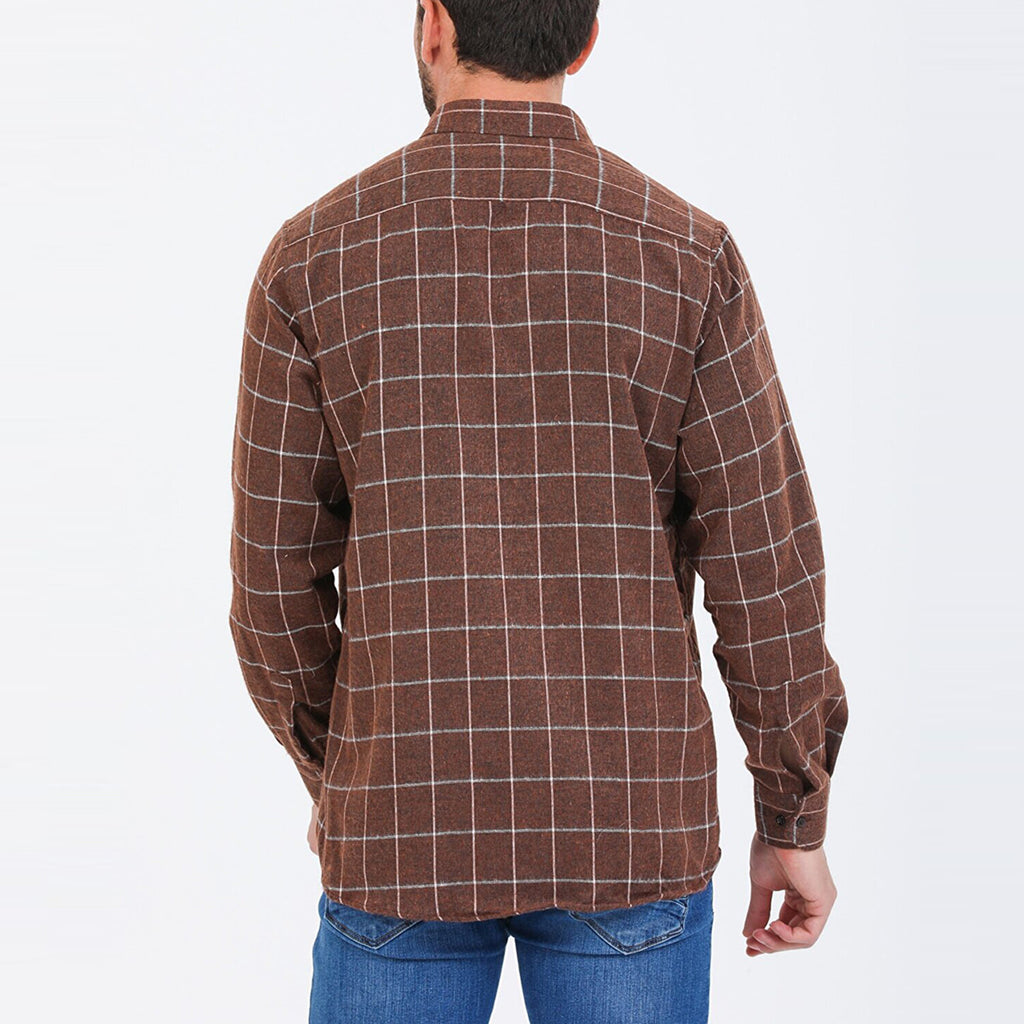 Chase Long Sleeve Checkered Pocket Button-Up Shirt // Brown