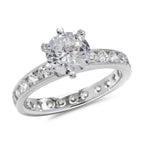 CZ 5mm Center Stone Sterling Silver Plated Crossover Halo Wedding, Engagement Ring Set