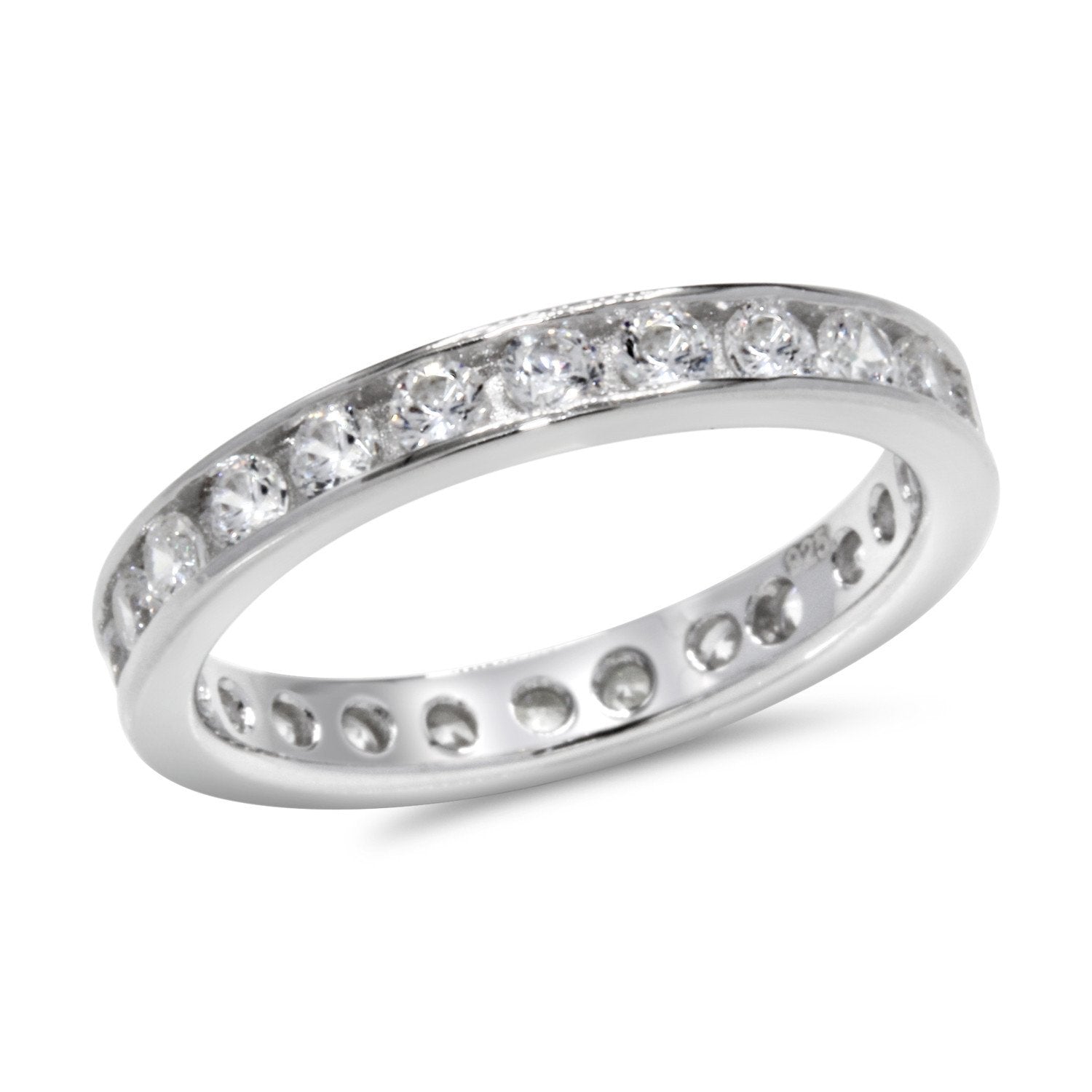 CZ 5mm Center Stone Sterling Silver Plated Crossover Halo Wedding, Engagement Ring Set