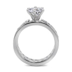 CZ 5mm Center Stone Sterling Silver Plated Crossover Halo Wedding, Engagement Ring Set