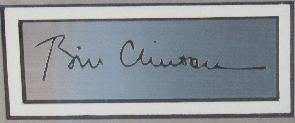 Bill Clinton US President Laser Signed 8x10 B/W Photo & Patch Framed 158113