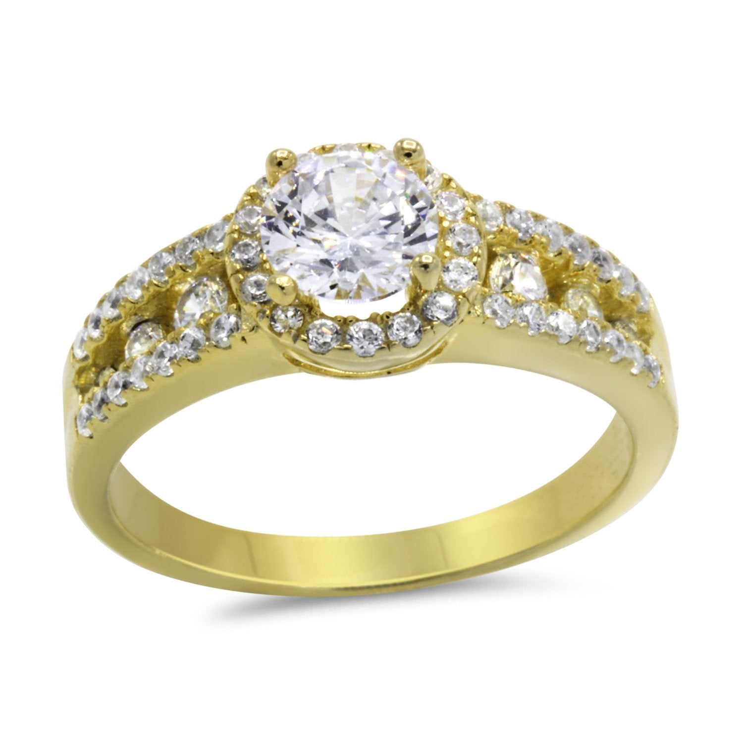 CZ 5mm Center Stone Gold Engagement Ring