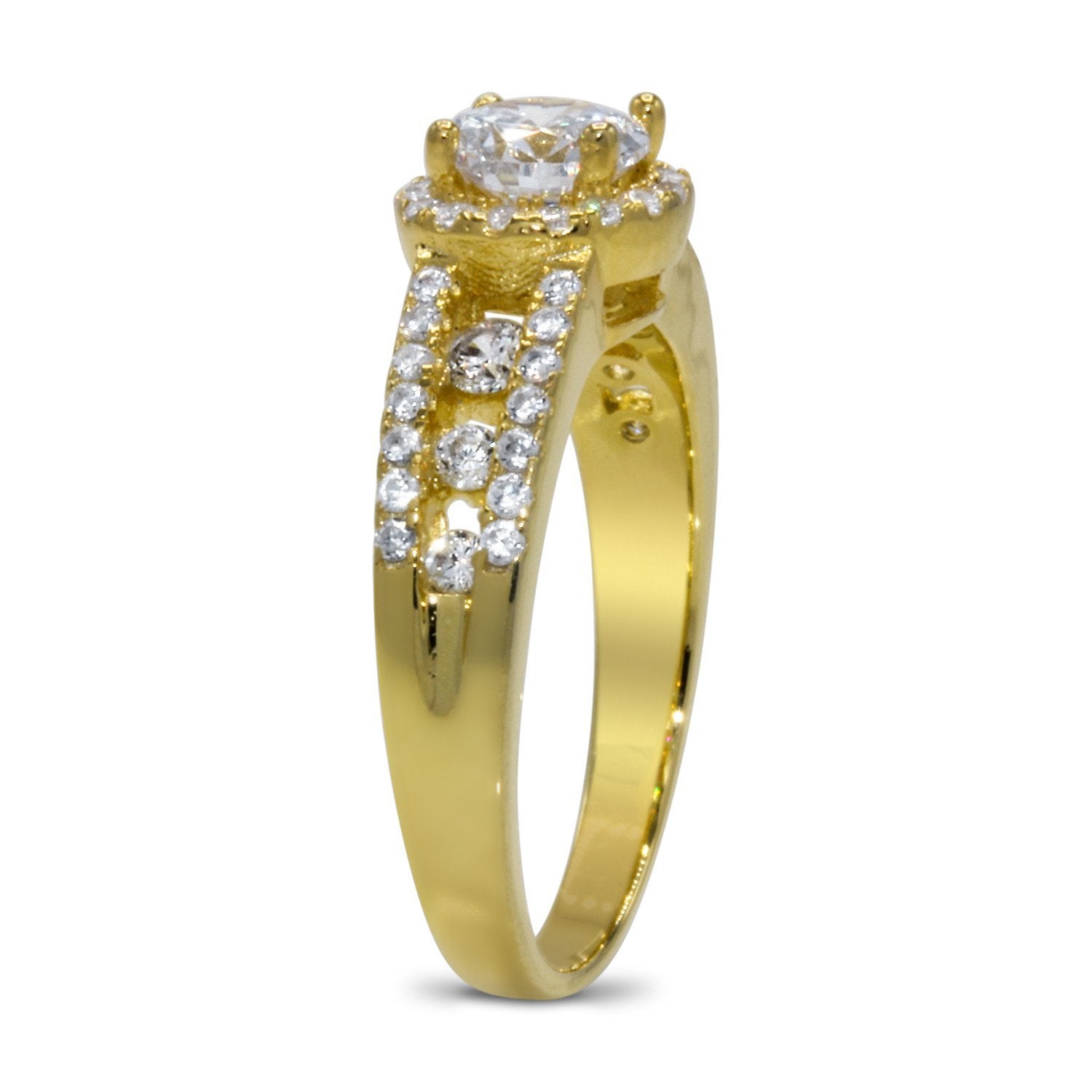 CZ 5mm Center Stone Gold Engagement Ring