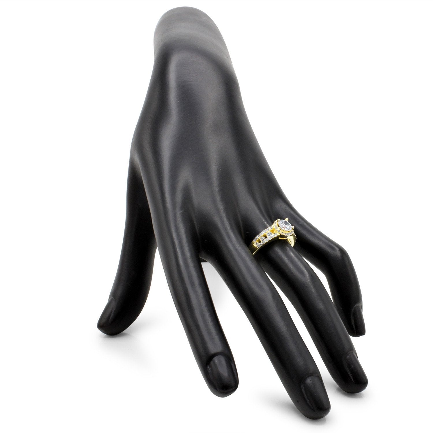 CZ 5mm Center Stone Gold Engagement Ring
