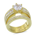Round Cubic Zirconia Wedding Ring Set