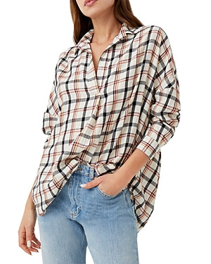 French Connection Women s Panita Org Check Shirt Brown Size Medium
