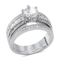 CZ 5mm Sterling Silver Plated Halo Accents Antique Filigree Bridal Sets Elegant Ring