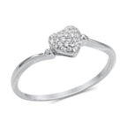 CZ 5mm Sterling Silver Plated Heart Shaped Crossover Halo Engagement Ring
