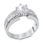 CZ 5mm Sterling Silver Plated Halo Accents Antique Filigree Bridal Sets Elegant Ring