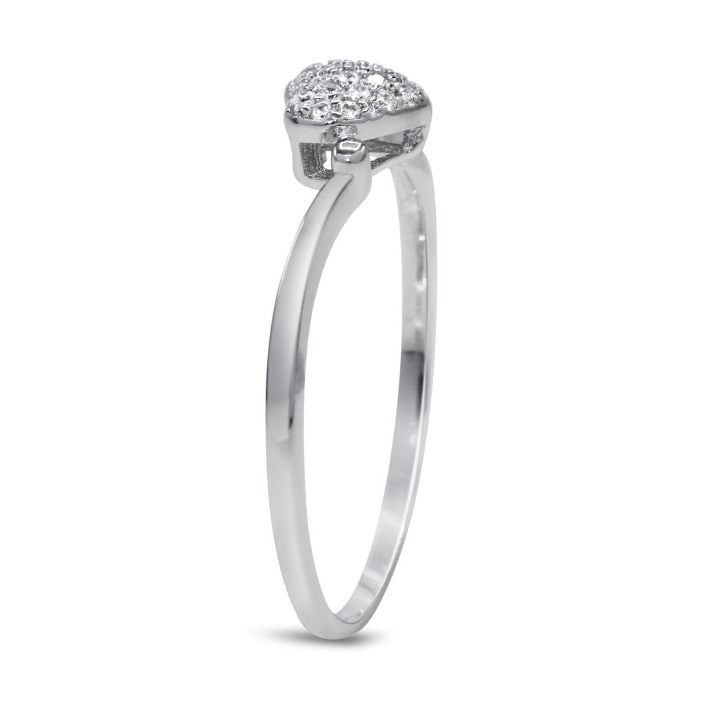 CZ 5mm Sterling Silver Plated Heart Shaped Crossover Halo Engagement Ring