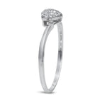 CZ 5mm Sterling Silver Plated Heart Shaped Crossover Halo Engagement Ring