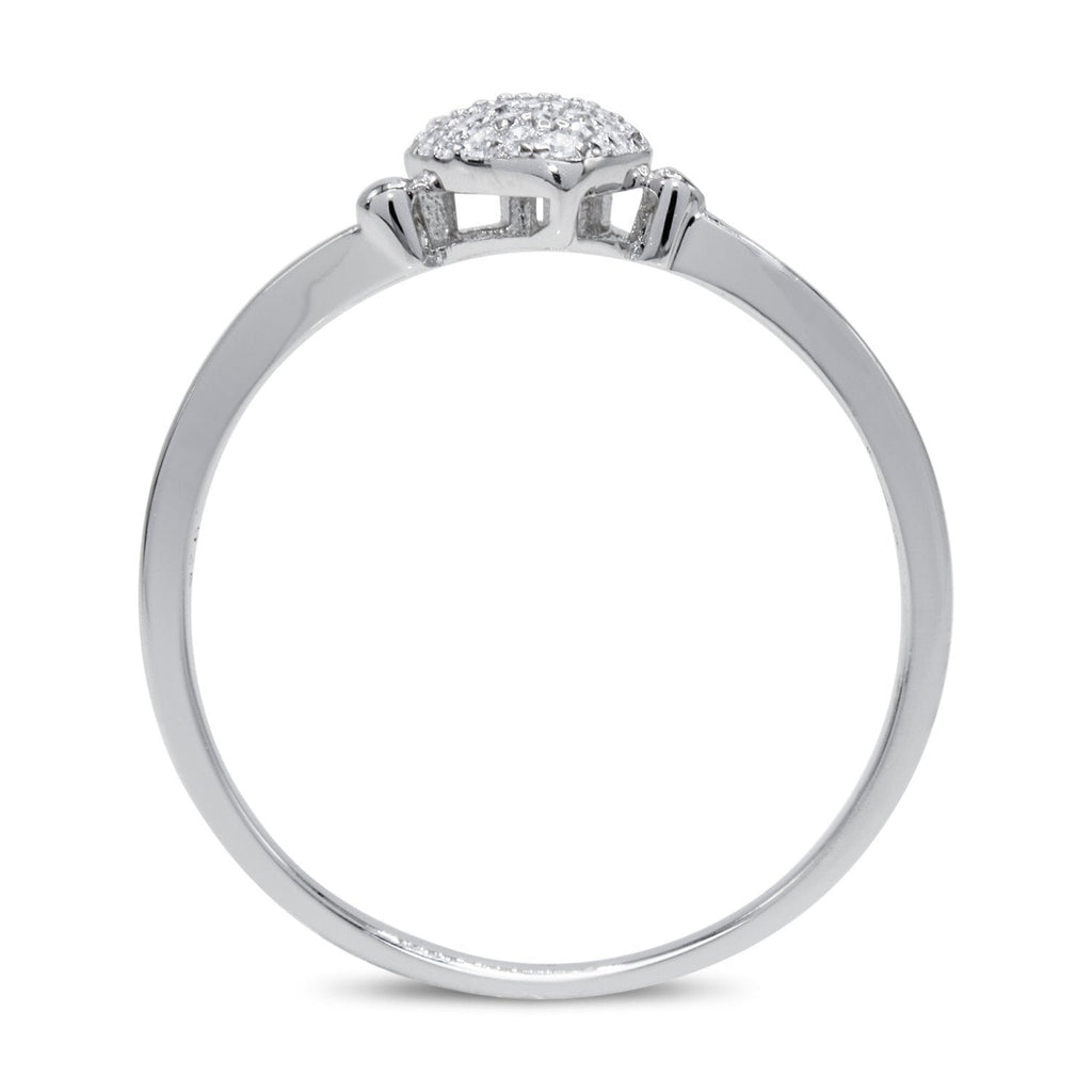 CZ 5mm Sterling Silver Plated Heart Shaped Crossover Halo Engagement Ring