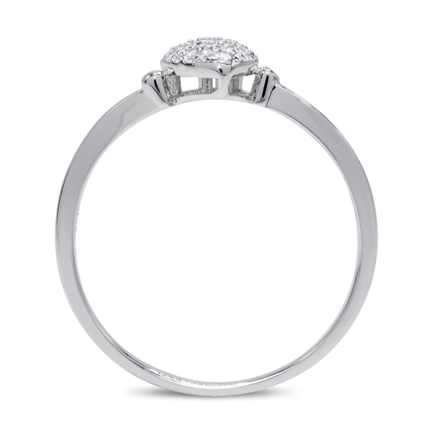 CZ 5mm Sterling Silver Plated Heart Shaped Crossover Halo Engagement Ring