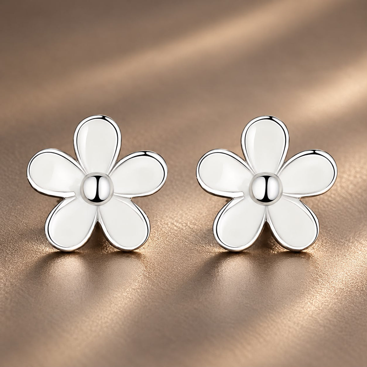 925 Sterling Silver Enamel Earrings - 0.9CM