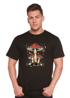 Boho Retro Hippie Mushrooms Natural Unisex Bamboo/Cotton Graphic T-Shirt