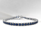 8.36 Carat Genuine Blue Sapphire .925 Sterling Silver Bracelet
