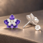 925 Sterling Silver White Gold Plated Enamel Pavé CZ 1.0*1.2cm Earrings for Women