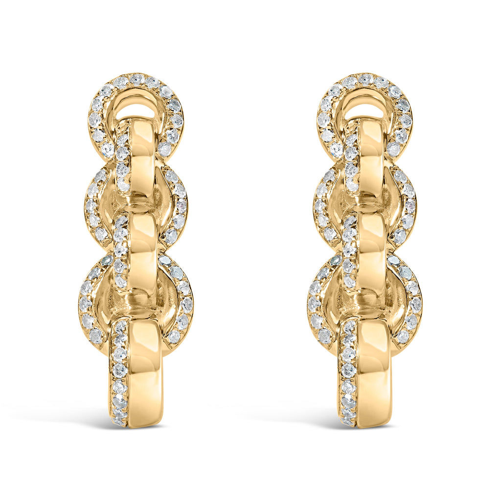 14K Yellow Gold Plated .925 Sterling Silver 1/2 Cttw Diamond Chain Link Drop Earrings (H-I Color, I1-I2 Clarity)