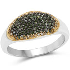 0.45 Carat Genuine Green Diamond and Yellow Diamond .925 Sterling Silver Ring