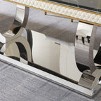 Luxury Modern Dining Table With Faux Marble Top And Dual - Black