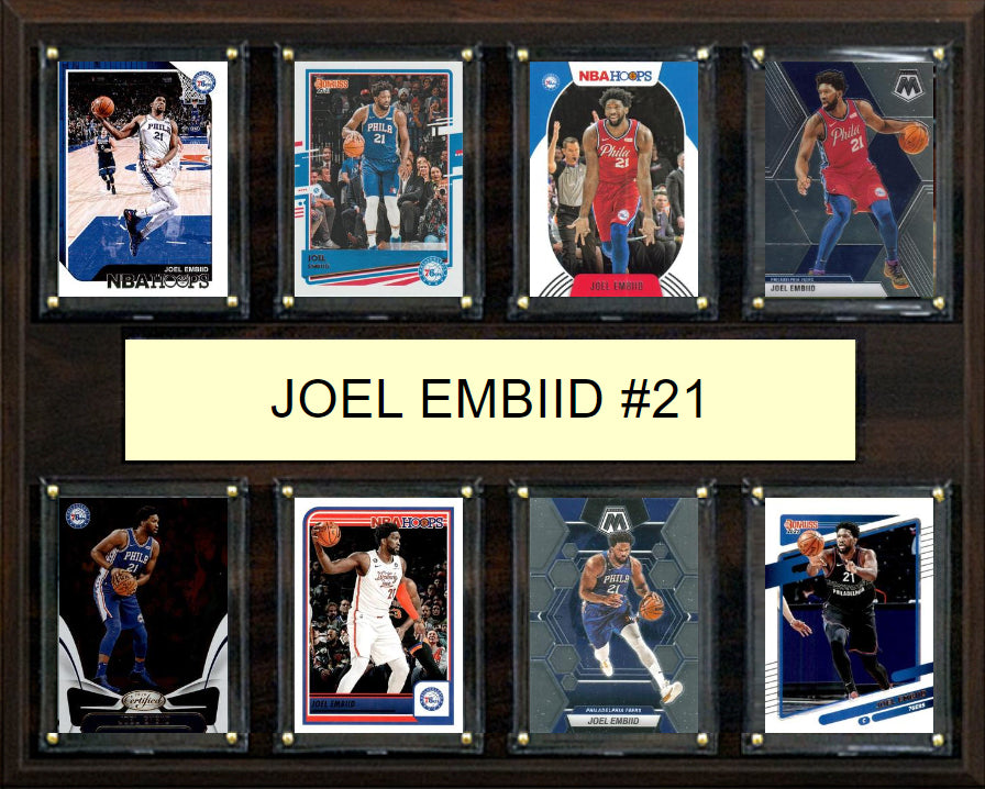 Joel Embiid 8 Card Plaque Donruss Hoops Fleer Topps 2025 2024 Philadelphia 76ers