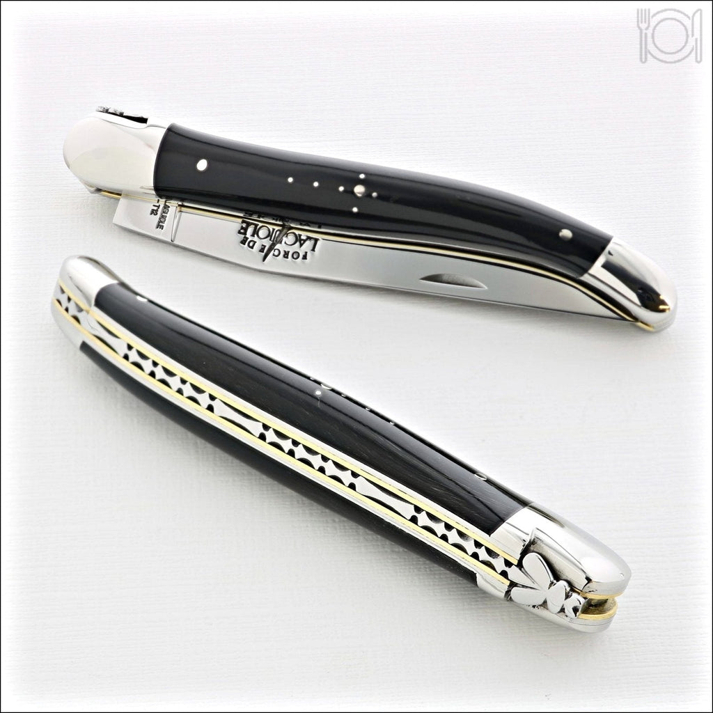 12 cm Carvé Boraldes Series - Dark Horn Tip Handle - Shiny