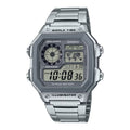 Casio Men's Multi-Function Digital World Time Watch with Stainless Steel Band - AE-1200WHD-7A