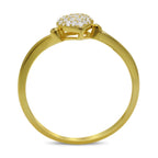 CZ 5mm Sterling Silver Gold Plated Heart Shaped Crossover Halo Engagement Ring