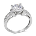 CZ 5mm Sterling Silver Plated Crossover Halo Engagement Ring