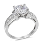 CZ 5mm Sterling Silver Plated Crossover Halo Engagement Ring