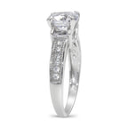 CZ 5mm Sterling Silver Plated Crossover Halo Engagement Ring