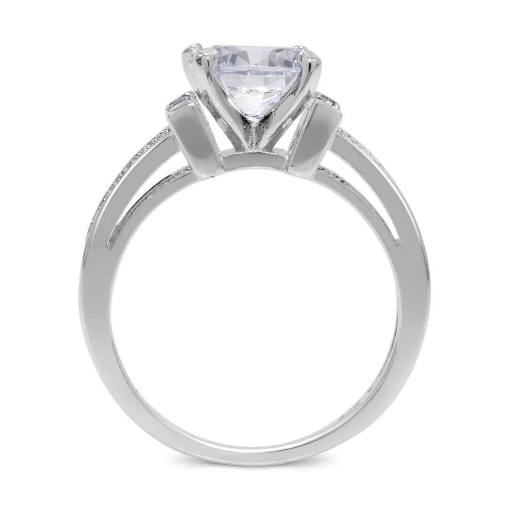 CZ 5mm Sterling Silver Plated Crossover Halo Engagement Ring